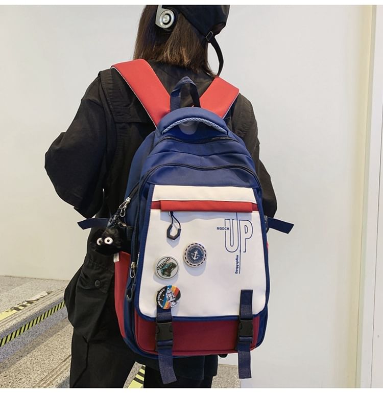 Backpack Nylon Laptop Print Lettering