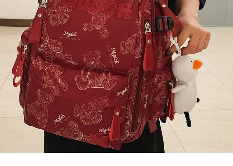 Backpack Charm Bear Nylon Applique Print Lettering Laptop Set Tote / Bag