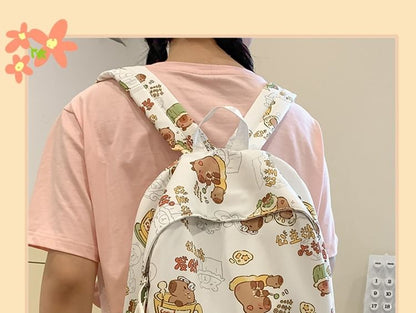 Capybara Print Nylon Backpack