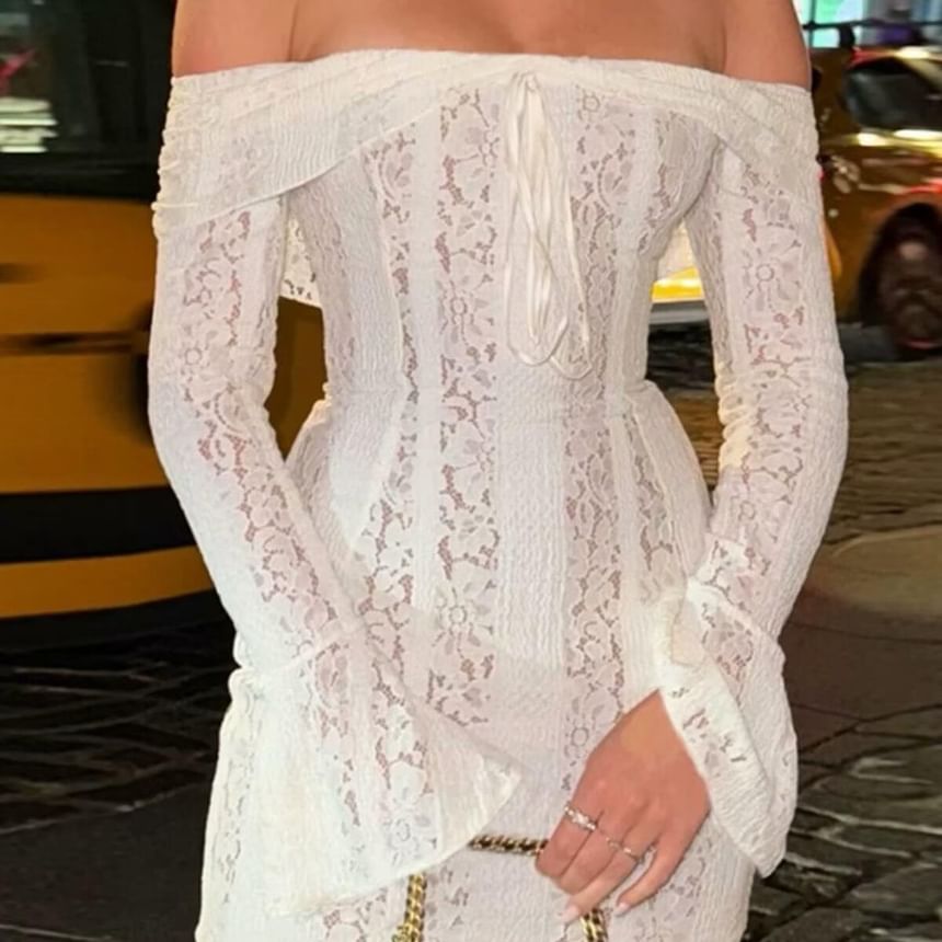 Off / Evening Gown Dress Lace Long Shoulder Sheath Mini The Sleeve Bodycon