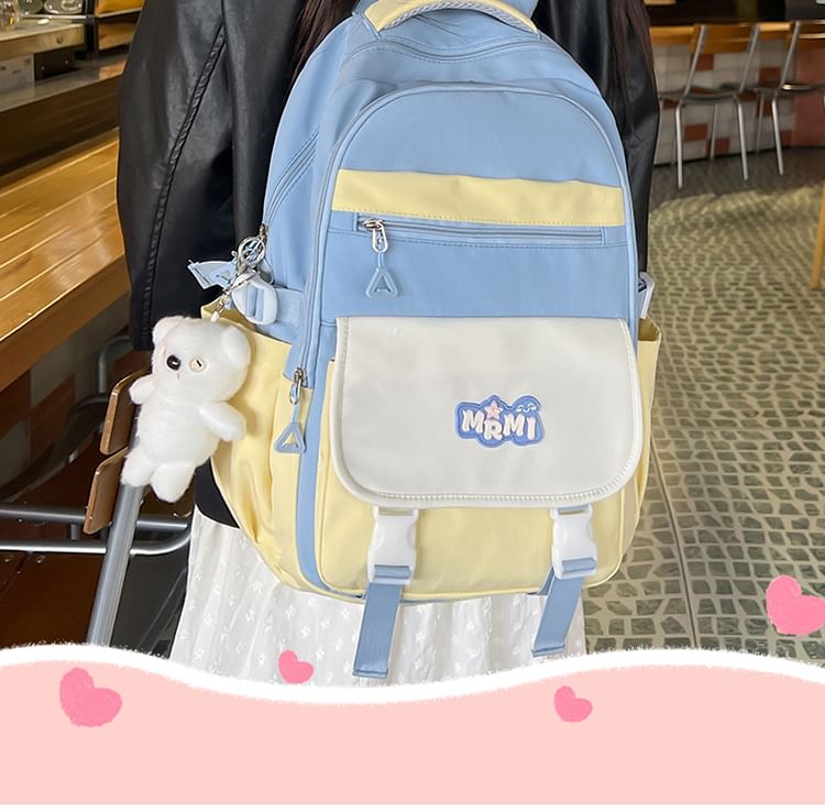 Charm / Nylon Lettering Backpack Buckled Applique Bag Set