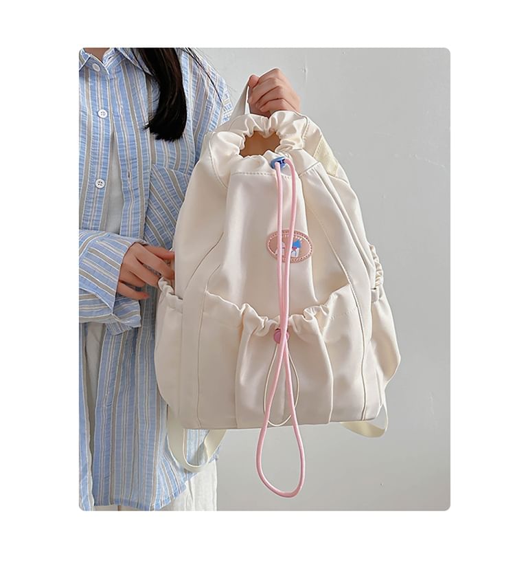 Applique Drawstring Nylon Backpack