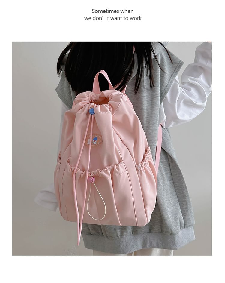 Applique Drawstring Nylon Backpack