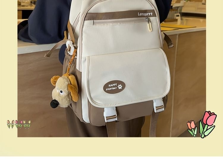 Lettering Buckled Nylon Backpack Applique