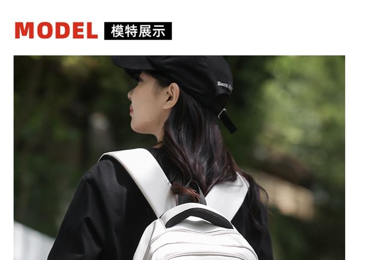 Buckled Nylon Lettering Applique Backpack