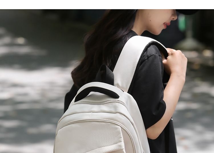 Buckled Nylon Lettering Applique Backpack