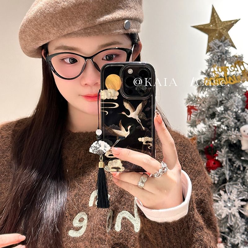 Tassel / Set Phone Case Crane Charm