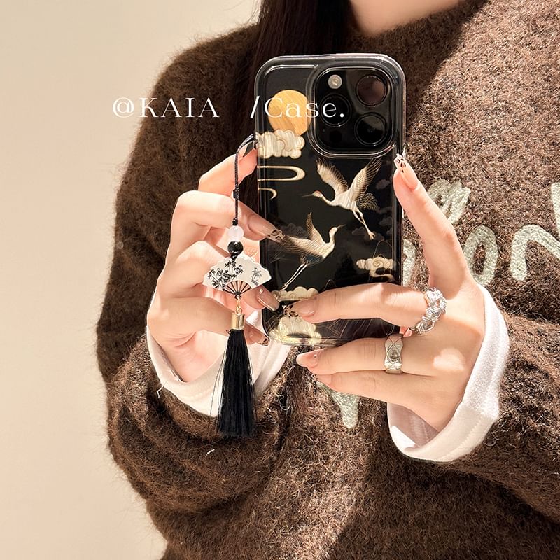 Tassel / Set Phone Case Crane Charm