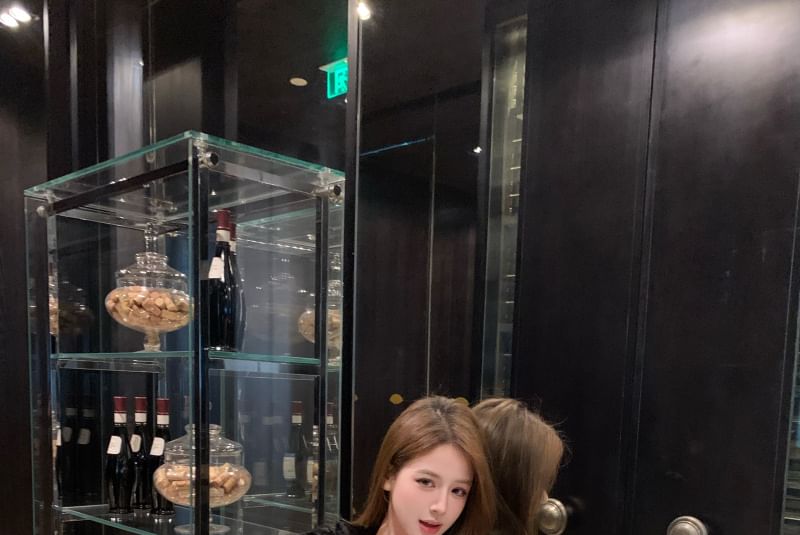 Plain Bodycon Fluffy Dress Mini / Faux Leather Sequin Tube Jacket Panel