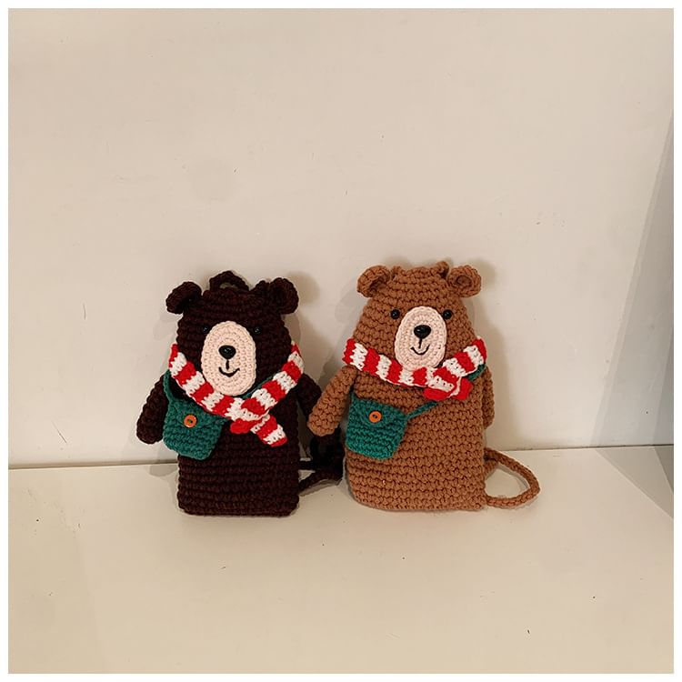 Mobile Crossbody Bag Phone Bear Knit