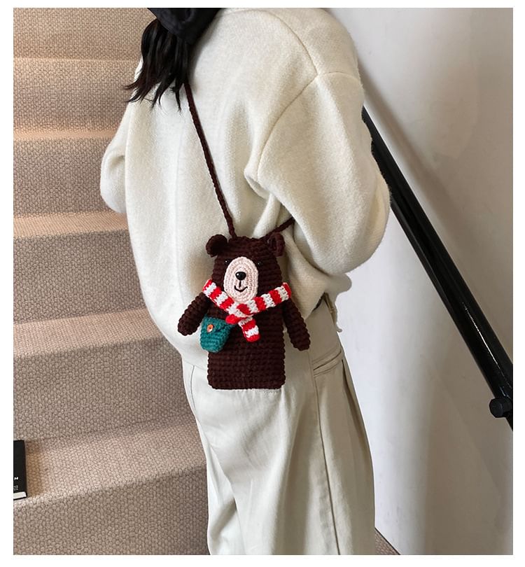 Mobile Crossbody Bag Phone Bear Knit