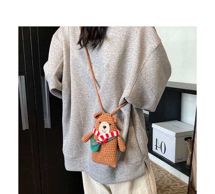 Mobile Crossbody Bag Phone Bear Knit