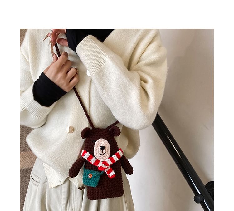 Mobile Crossbody Bag Phone Bear Knit