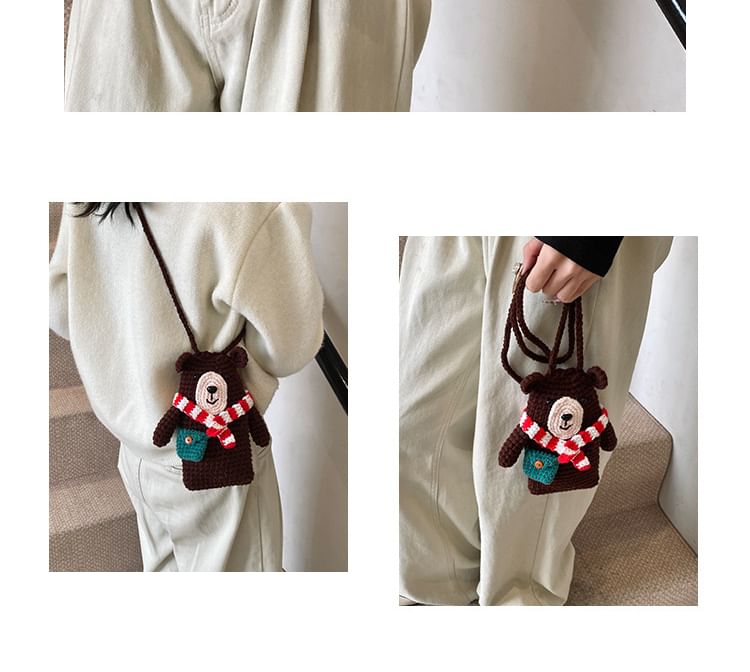 Mobile Crossbody Bag Phone Bear Knit