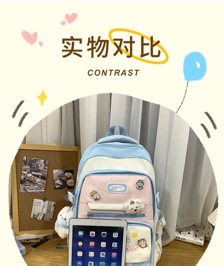 Set Charm Embroidered / Laptop Tote Nylon Backpack Bag