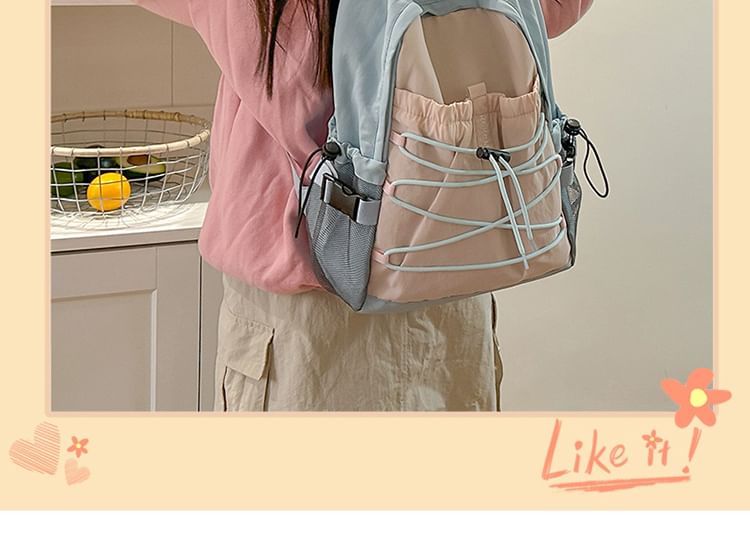 Nylon Block Backpack Color Bag / Charm Set