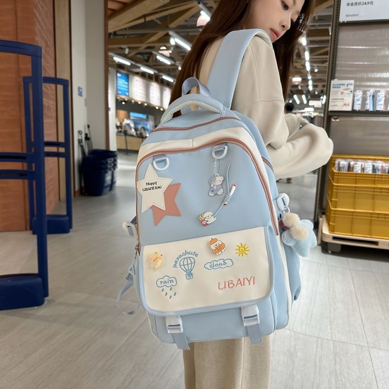 Backpack Laptop / Nylon Charm Star Embroidered Bag Applique Tote Set Badge
