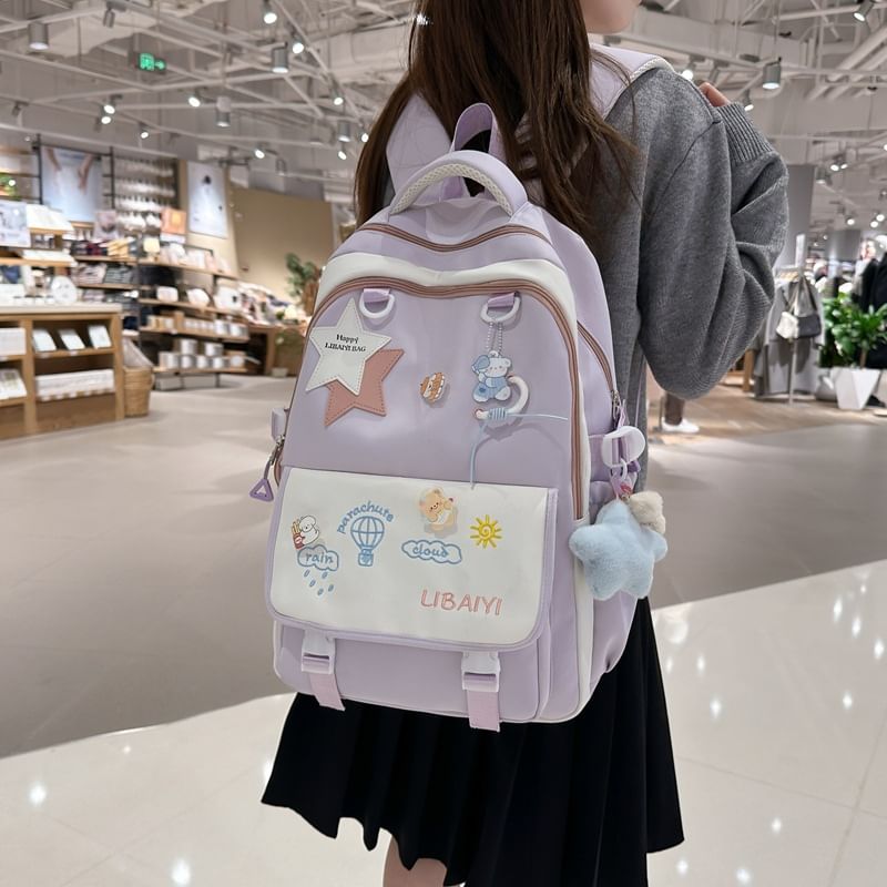 Backpack Laptop / Nylon Charm Star Embroidered Bag Applique Tote Set Badge