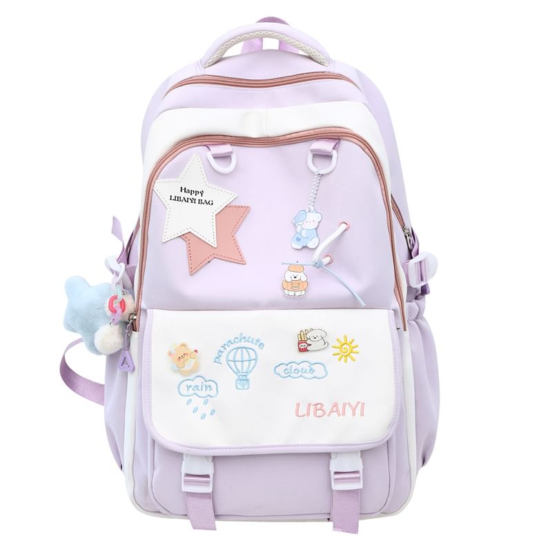 Backpack Laptop / Nylon Charm Star Embroidered Bag Applique Tote Set Badge