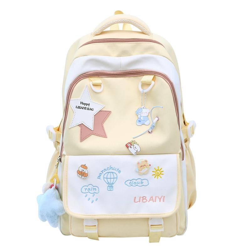 Backpack Laptop / Nylon Charm Star Embroidered Bag Applique Tote Set Badge