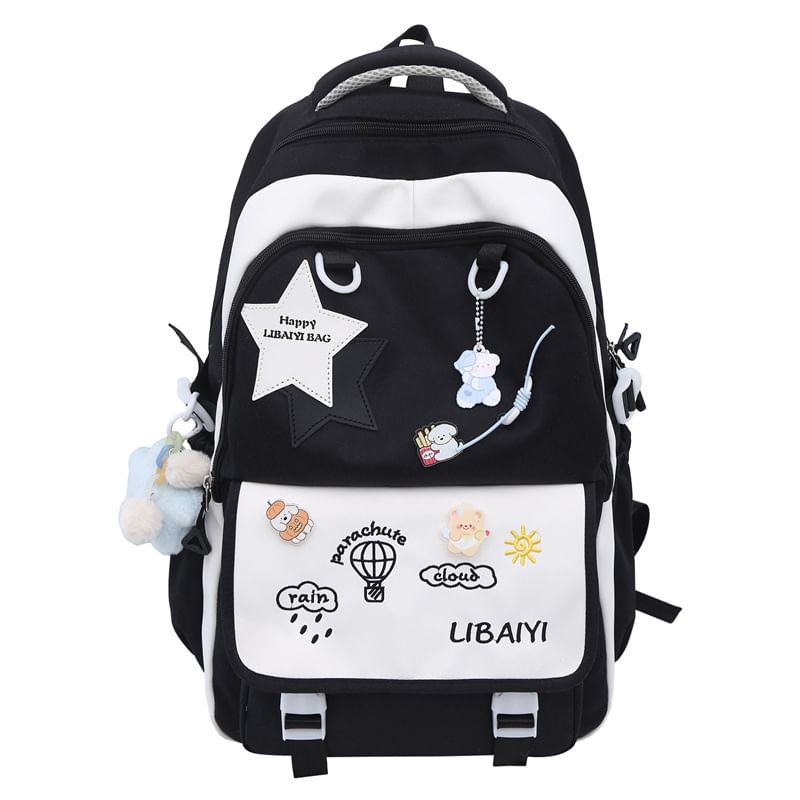 Backpack Laptop / Nylon Charm Star Embroidered Bag Applique Tote Set Badge