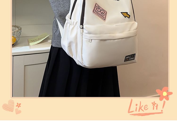 Lettering Nylon Laptop Backpack Applique