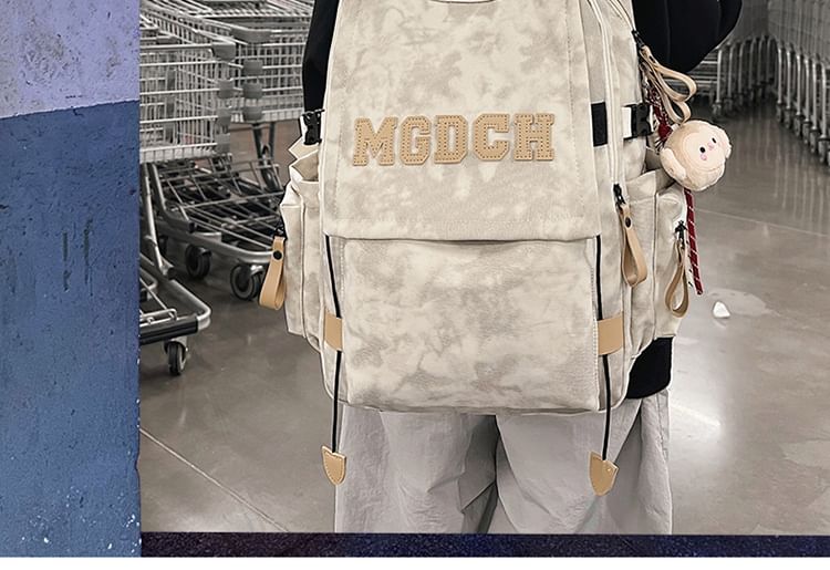 Charm Tie Dye / Applique Nylon Lettering Set Backpack Bag Laptop