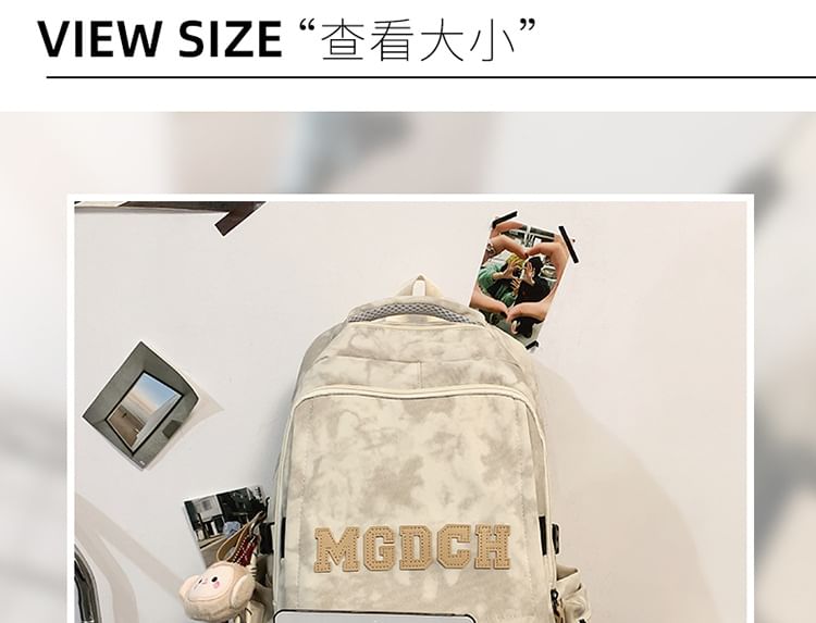 Charm Tie Dye / Applique Nylon Lettering Set Backpack Bag Laptop