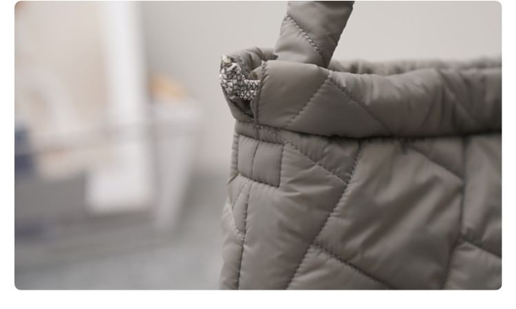 Quilted Bag Tote Plain Drawstring