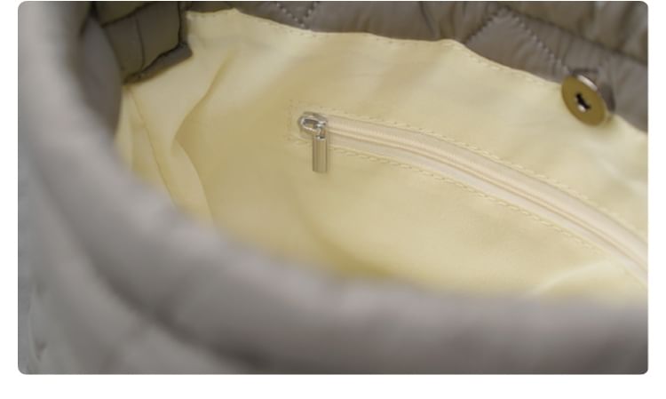 Quilted Drawstring Plain Tote Bag