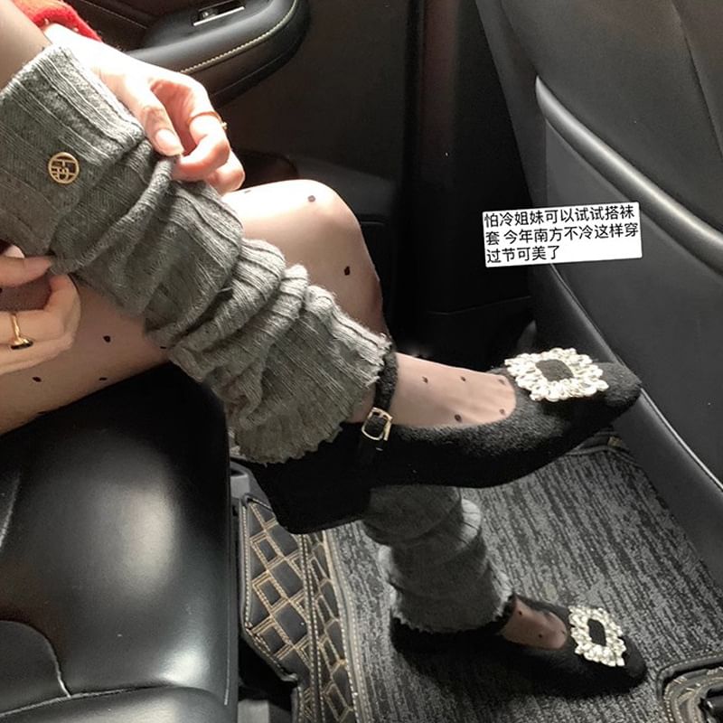 Chunky Rhinestone Heel Mary Jane Pumps Accent