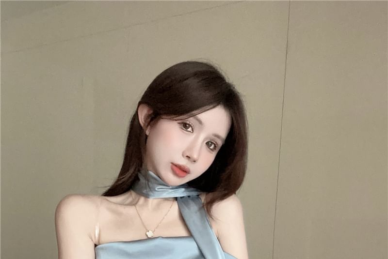 + Evening Plain Scarf Set: Satin Off-Shoulder Gown Mermaid