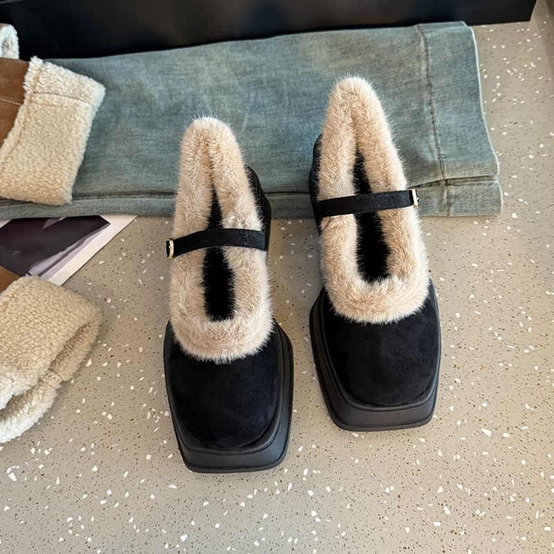 Square-Toe Heel Chunky Mary Shoes Jane Platform