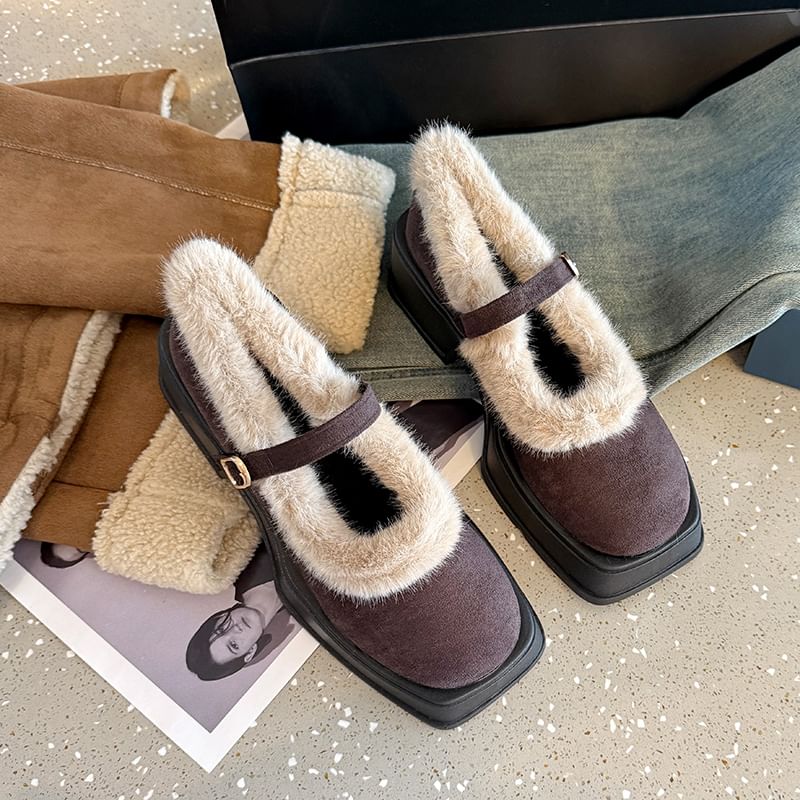 Square-Toe Heel Chunky Mary Shoes Jane Platform