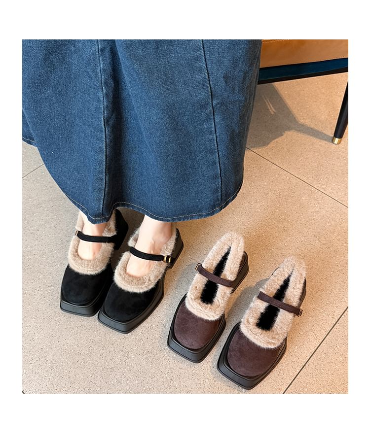 Square-Toe Heel Chunky Mary Shoes Jane Platform