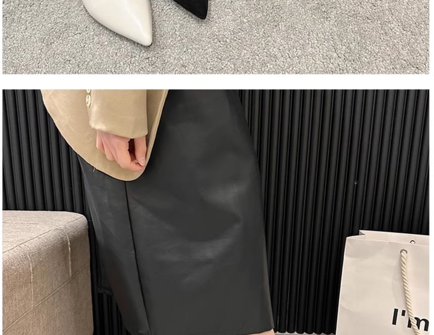 Low Heel Peral Faux Strap Shoes Mary Jane Pointy