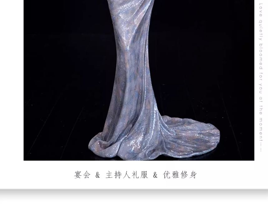 Strapless Sequin Ruched Mermaid Evening Gown