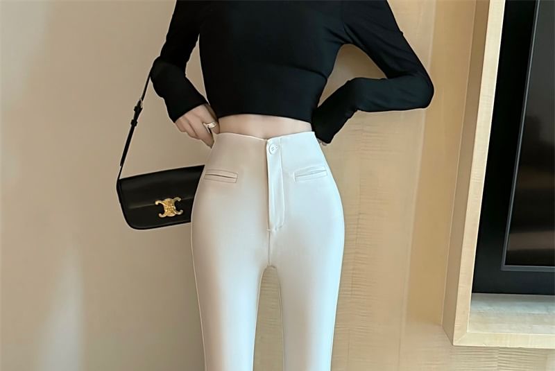 Rise Pants Plain High Bootcut