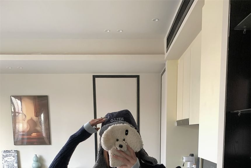 Sweater Tone Two Cropped Mock Two-Piece Collar Cable-Knit