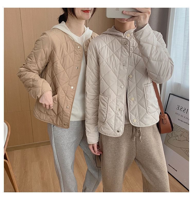 Quilted V-Neck Button-Up Jacket