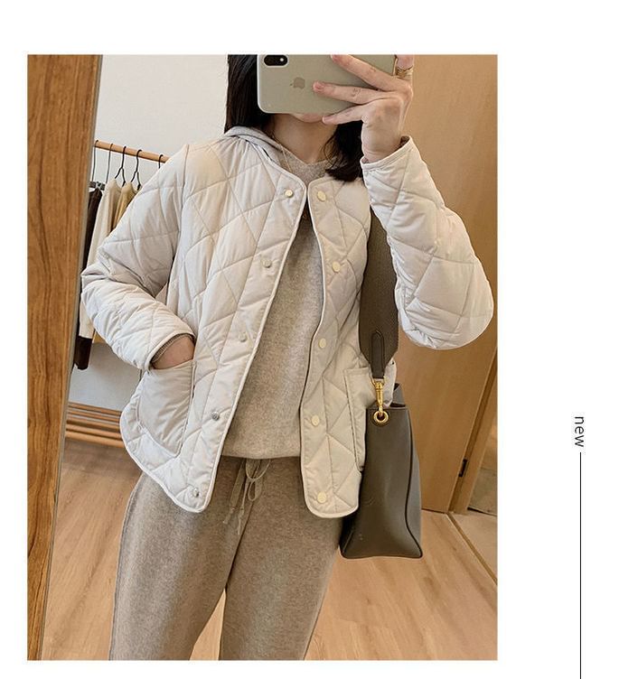 Quilted V-Neck Button-Up Jacket