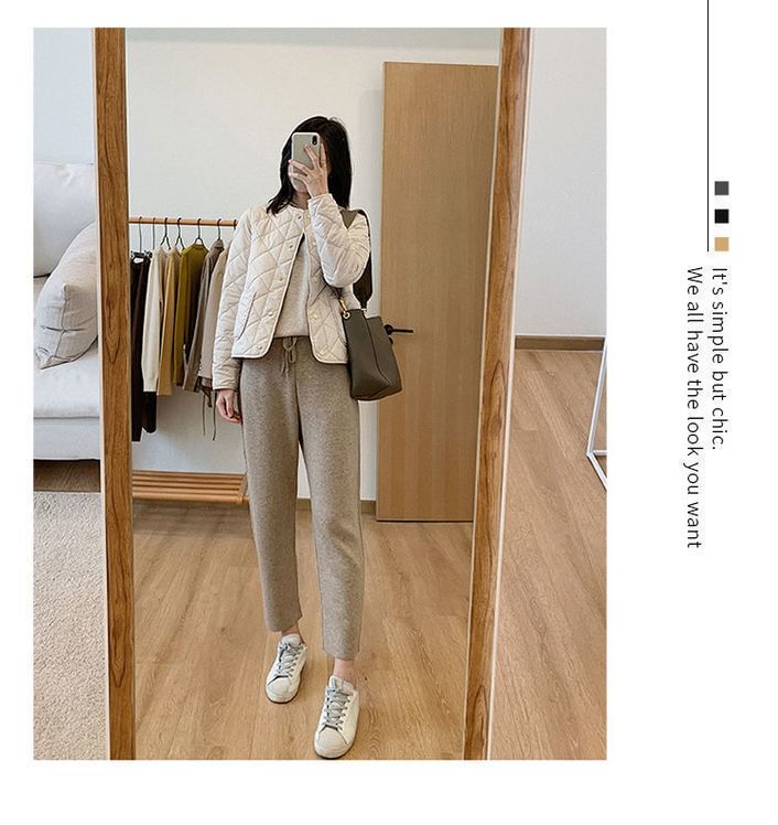 Quilted V-Neck Button-Up Jacket