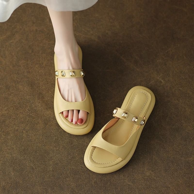 Slide Sandals Platform Studded