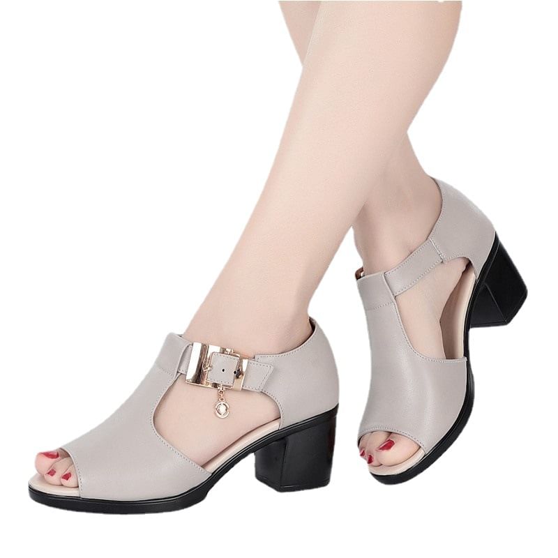 Sandals Buckled Heel Chunky