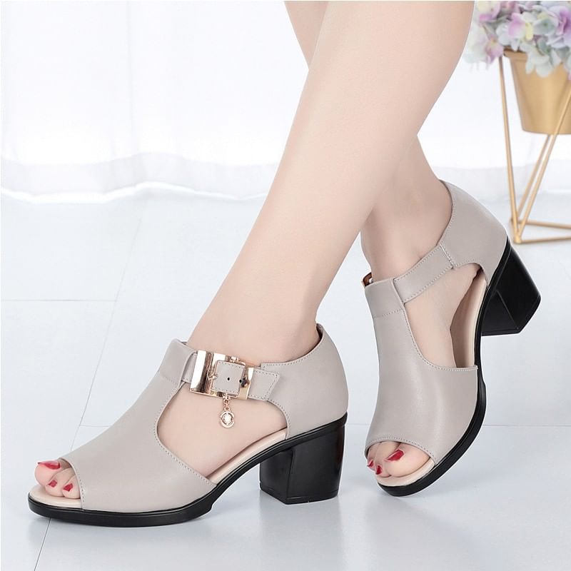 Sandals Buckled Heel Chunky