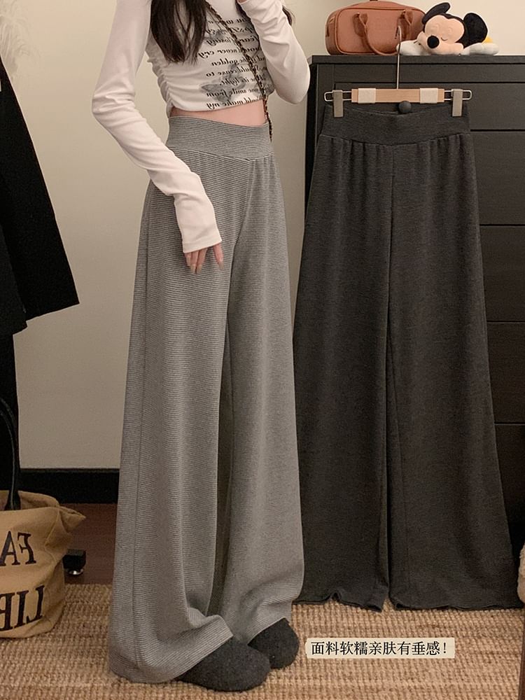 Rise Leg High Wide Pants Plain