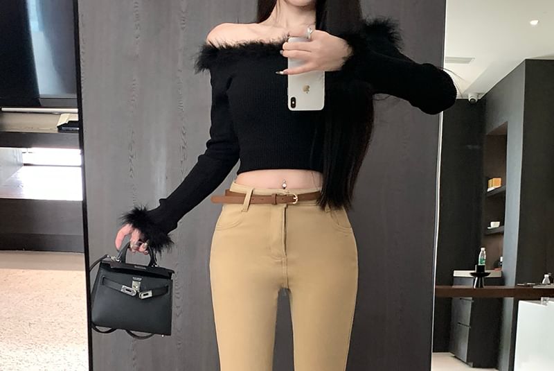 Plain Waist High Flared Pants