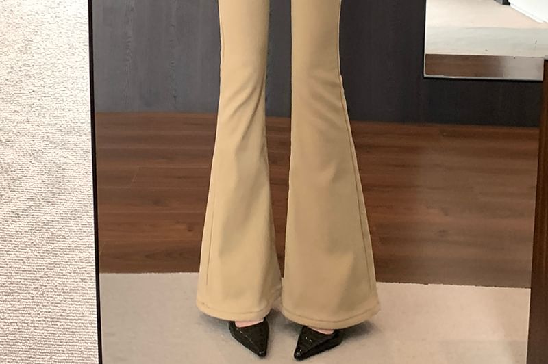 Plain Waist High Flared Pants