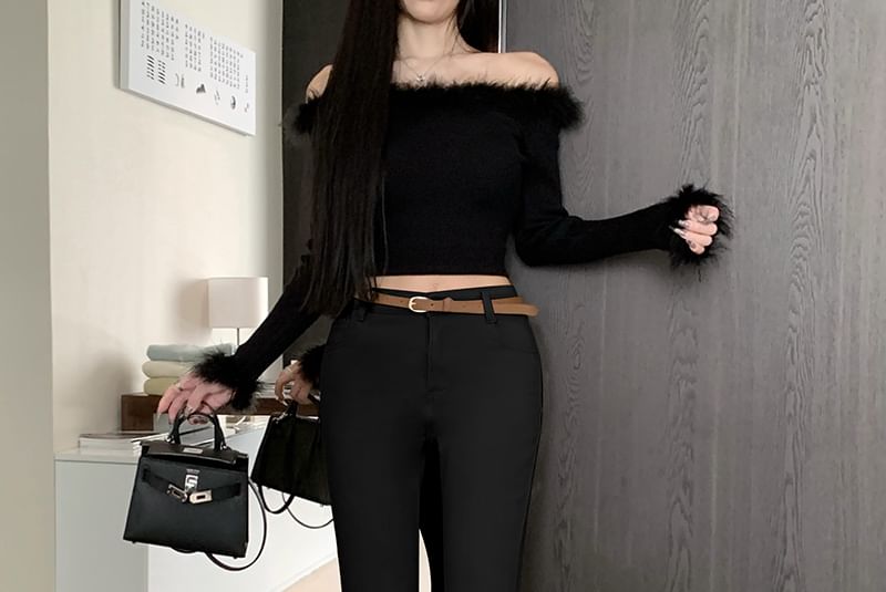 Plain Waist High Flared Pants