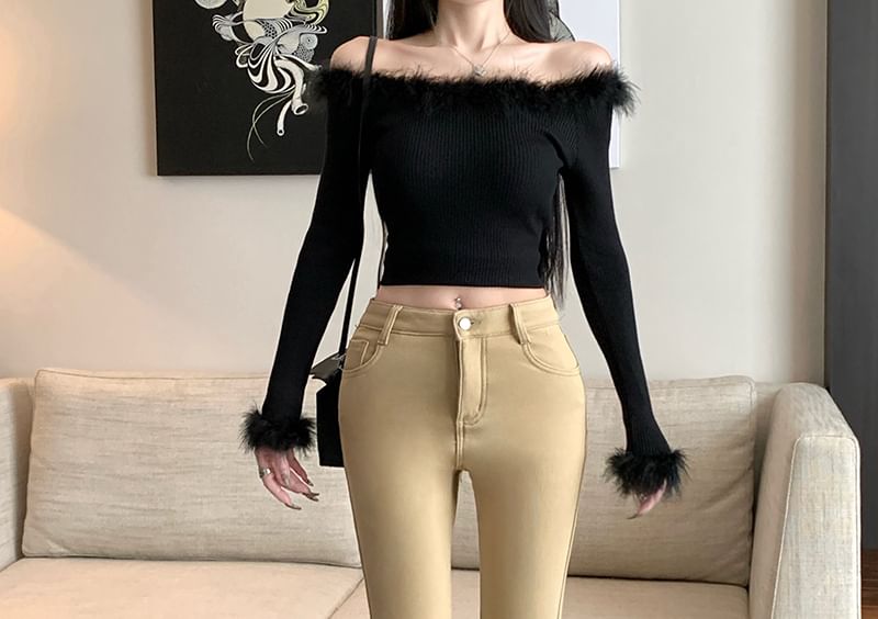 Plain Waist High Flared Pants